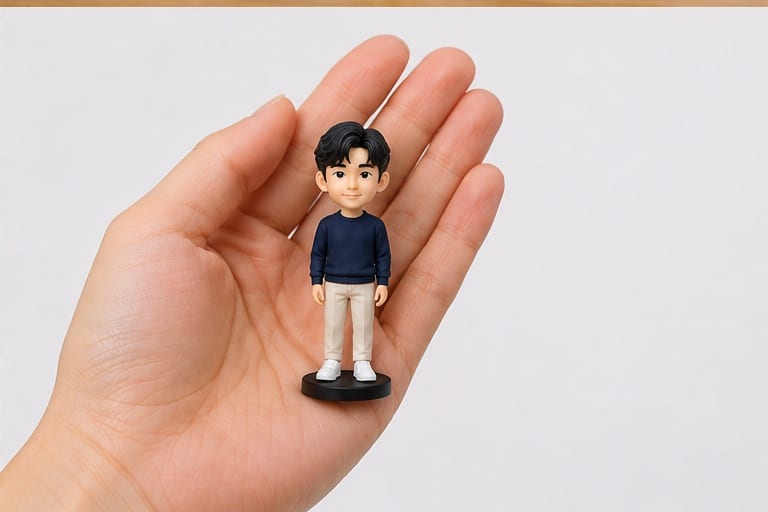 손안의 실제 크기감 (5cm)