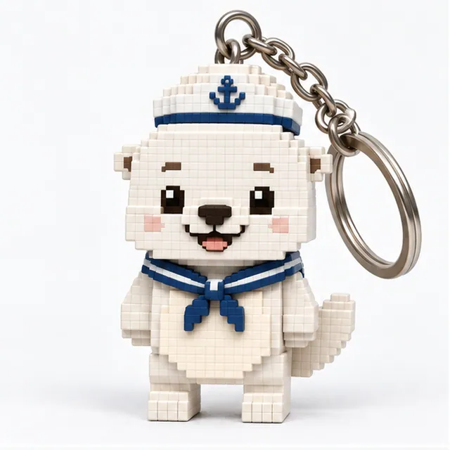 캐릭터 키링 · 레트로 블록 스타일 예시 1
